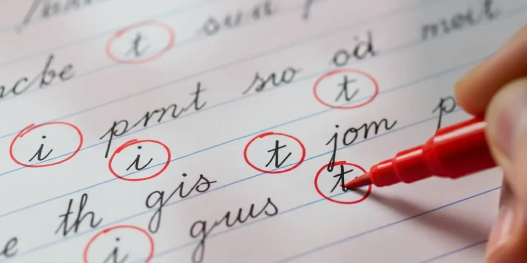 Letters i and t on handwriting