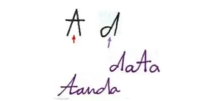 "t" and "d" with stems that resemble a 'tent'