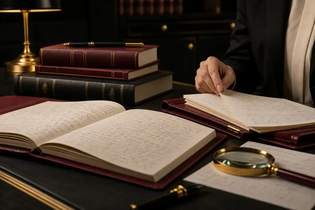 Professional study desk illustrating how to learn handwriting analysis through structured study