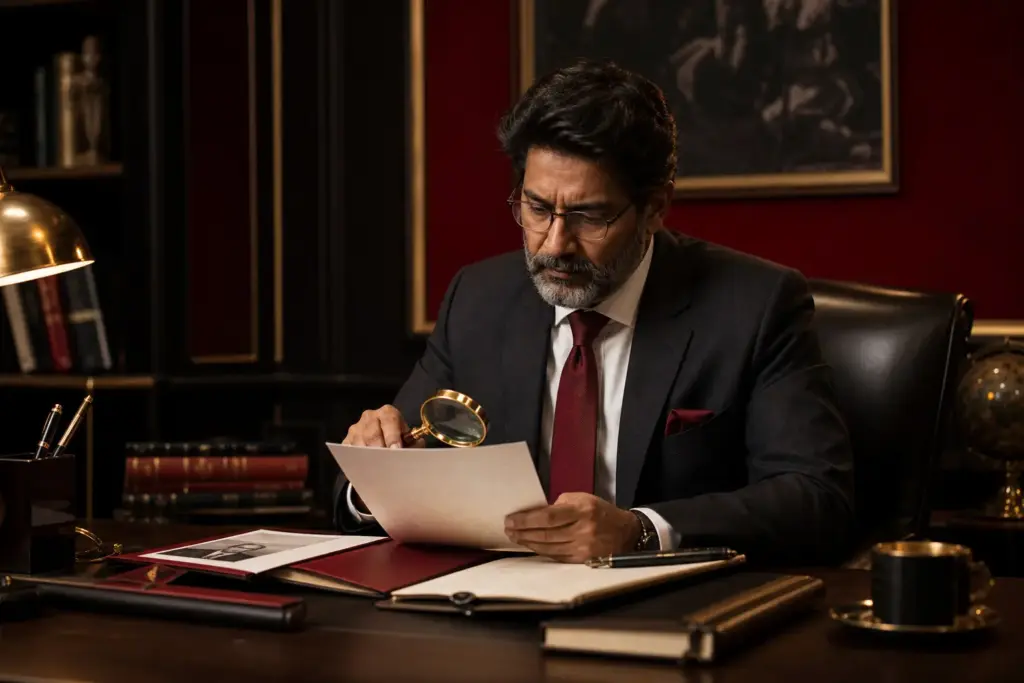 HR professional reviewing a handwritten sample in an ethical handwriting analysis recruitment setting
